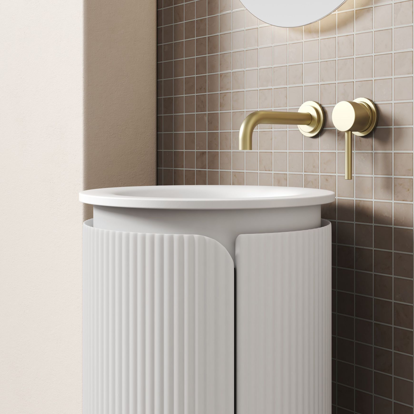 Aulic Civaro Floor Standing Matte White Pillar Cabinet