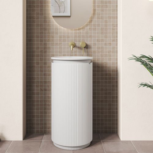 Aulic Civaro Floor Standing Matte White Pillar Cabinet