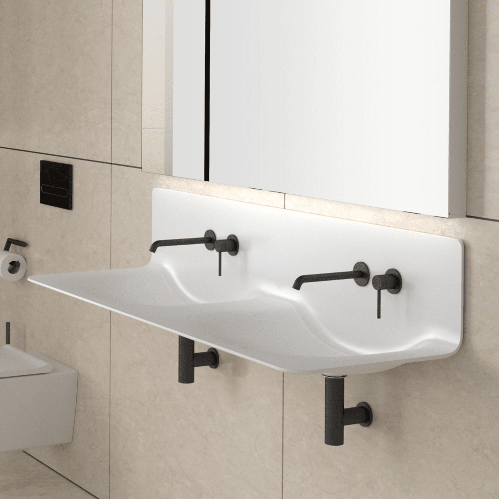 Corian® FLEX Modern Double Vanity