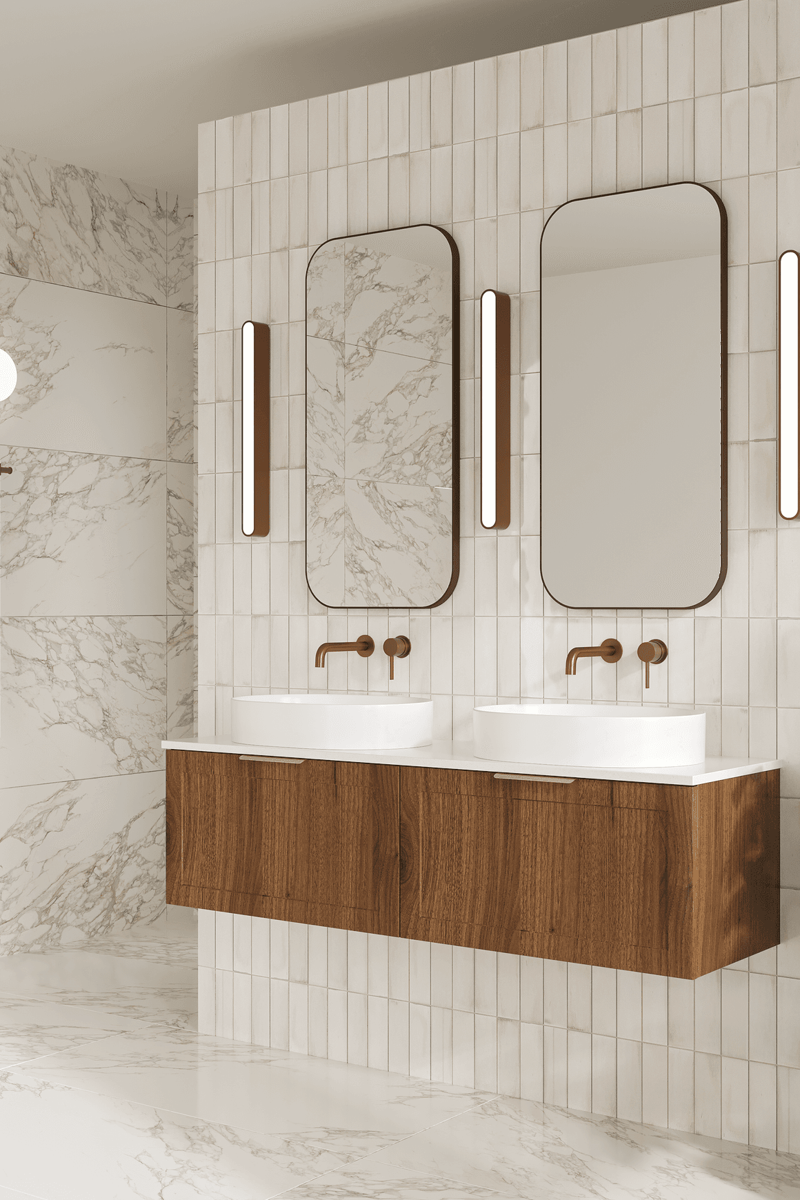 Telaio 1500 Double Bowl Wall Vanity