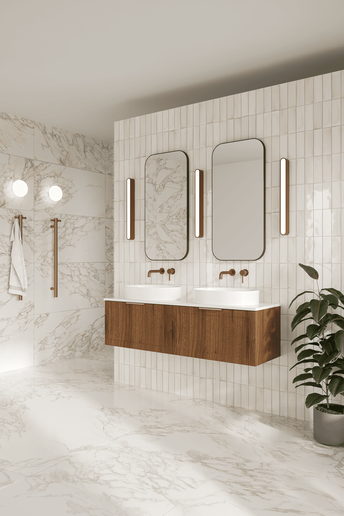 Telaio 1500 Double Bowl Wall Vanity
