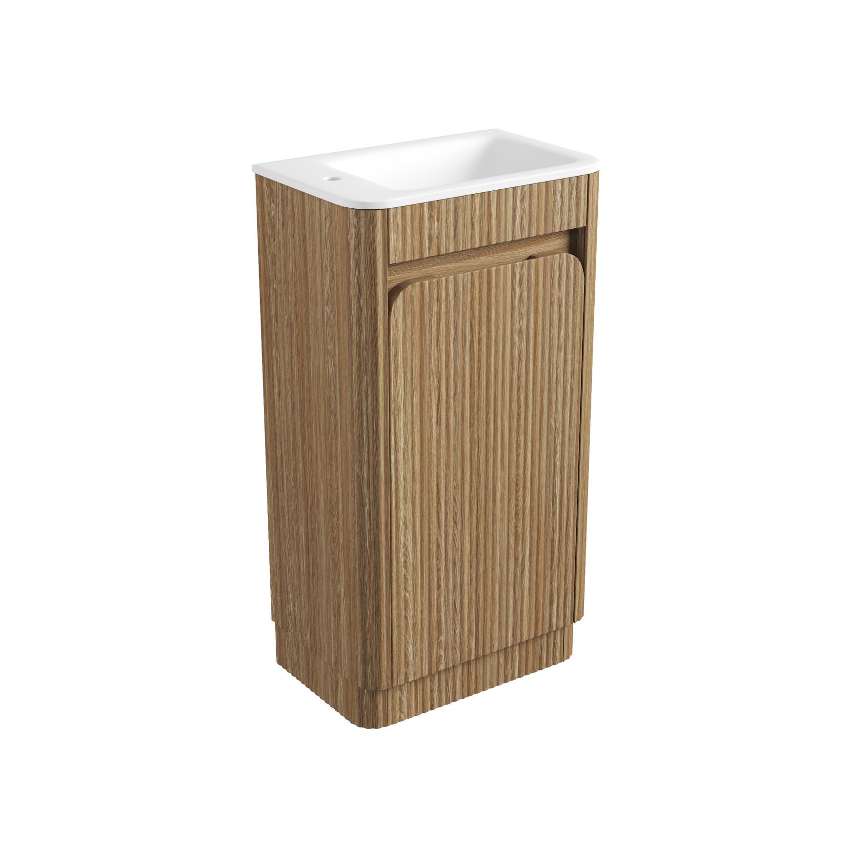 Aulic Mini Hartelle Fluted Floor Standing Oak Cabinet