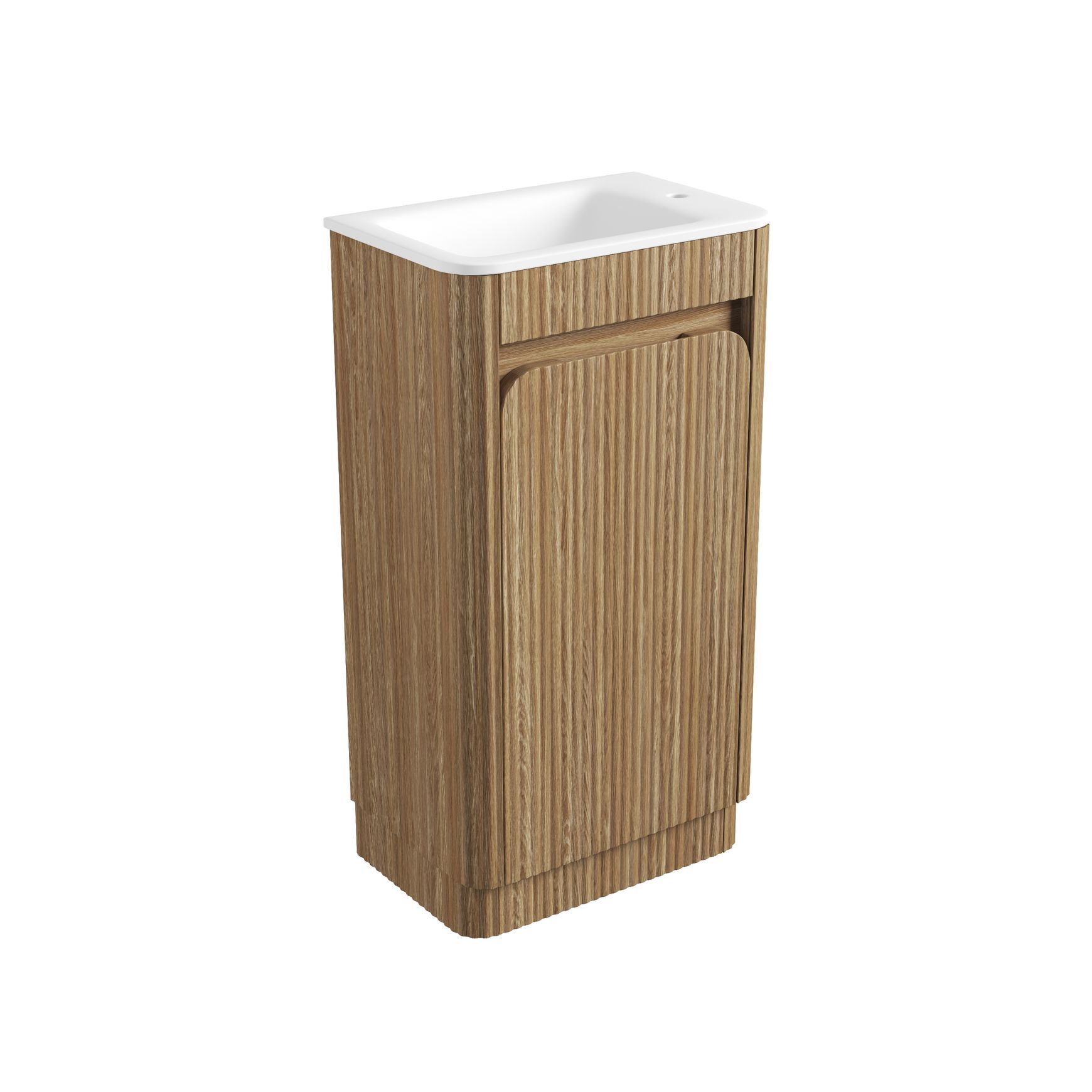 Aulic Mini Hartelle Fluted Floor Standing Oak Cabinet