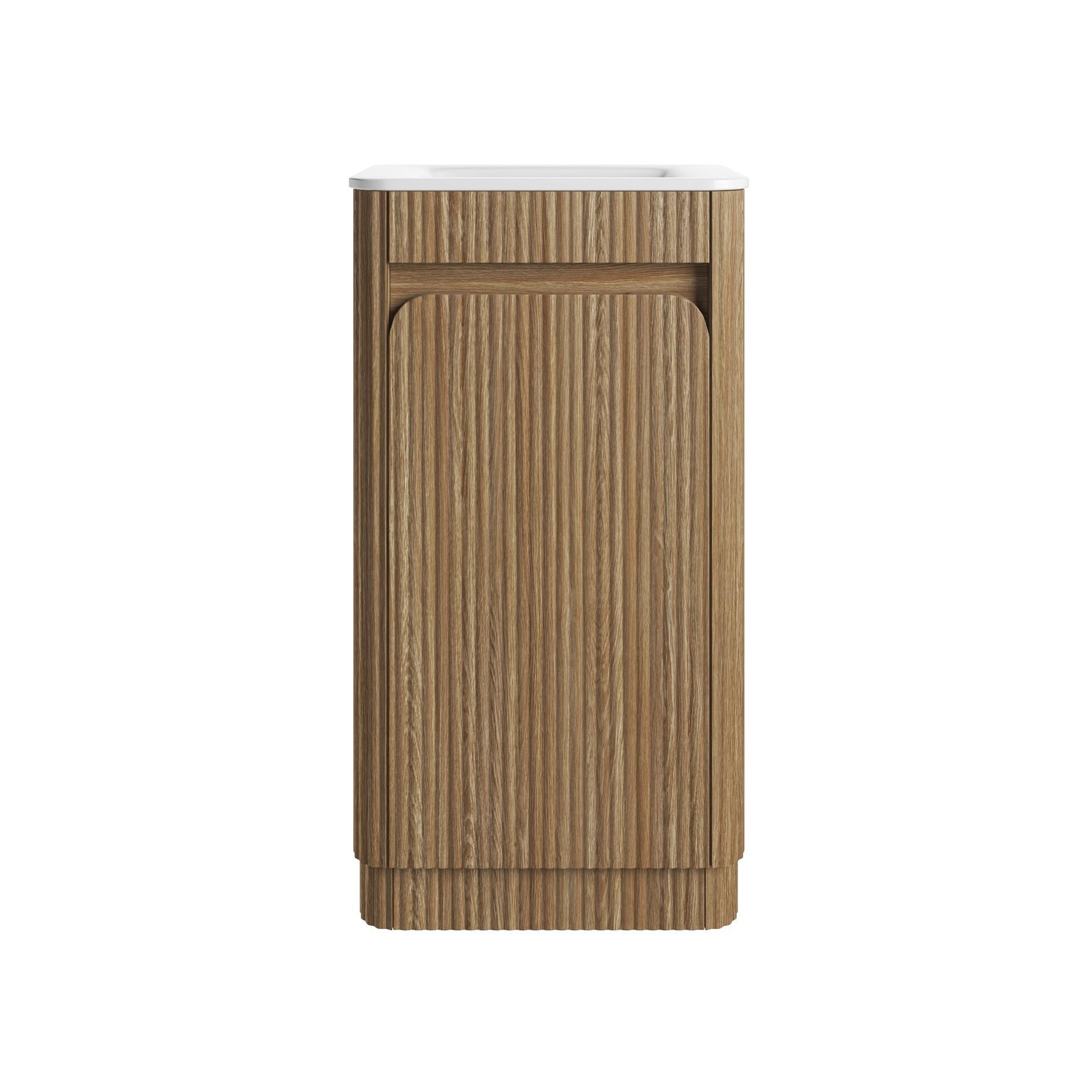 Aulic Mini Hartelle Fluted Floor Standing Oak Cabinet