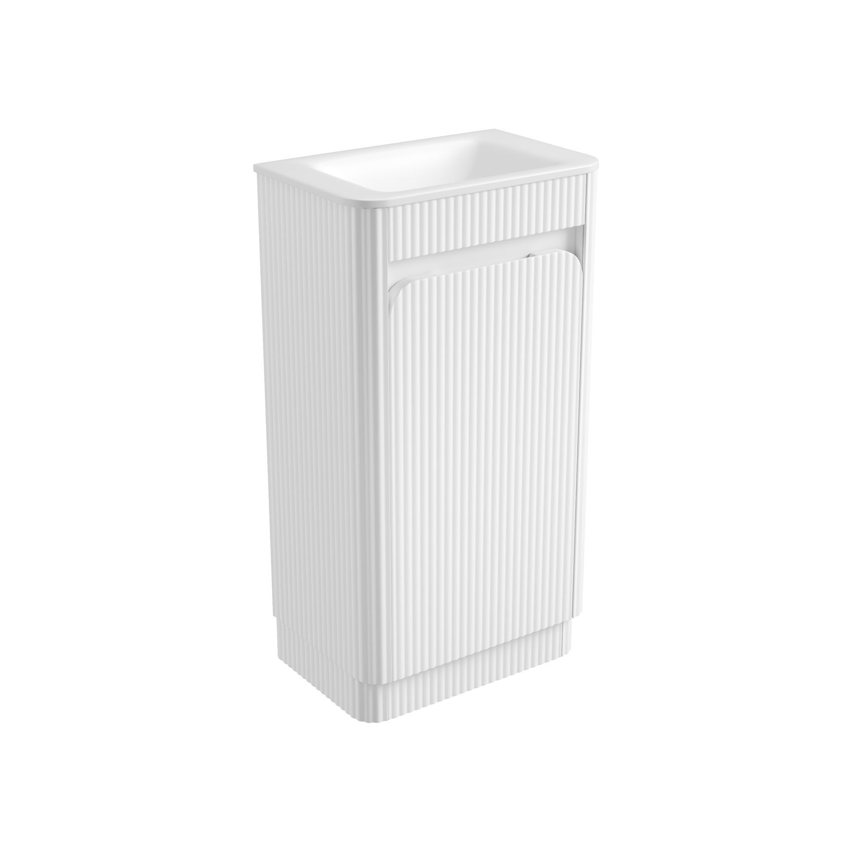 Aulic Mini  Fluted Floor Standing Matte White Cabinet