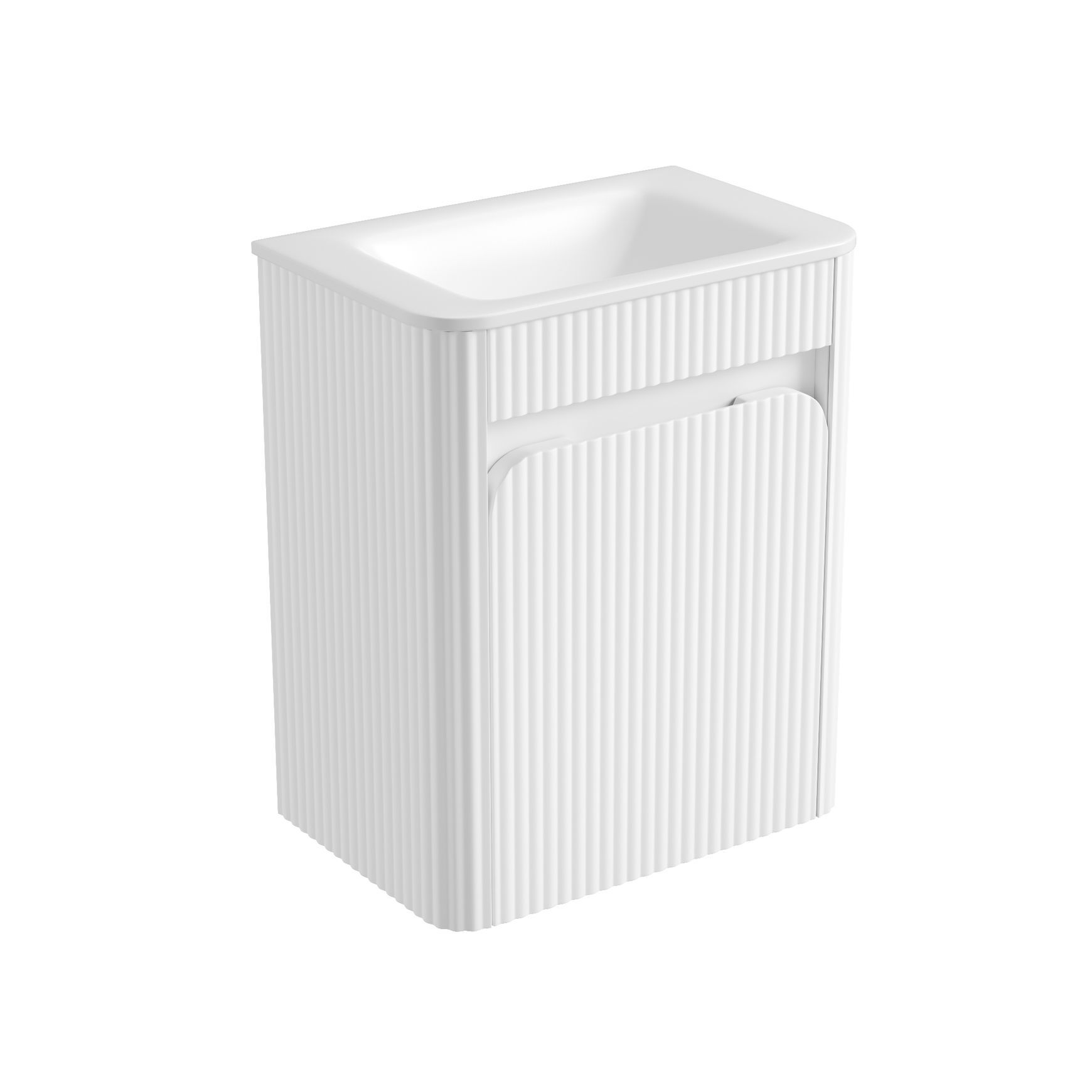 Aulic Mini Hartelle Fluted Wall Hung Matte White Vanity