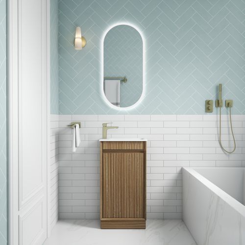 Aulic Mini Ravia Fluted Harvest Oak Cabinet