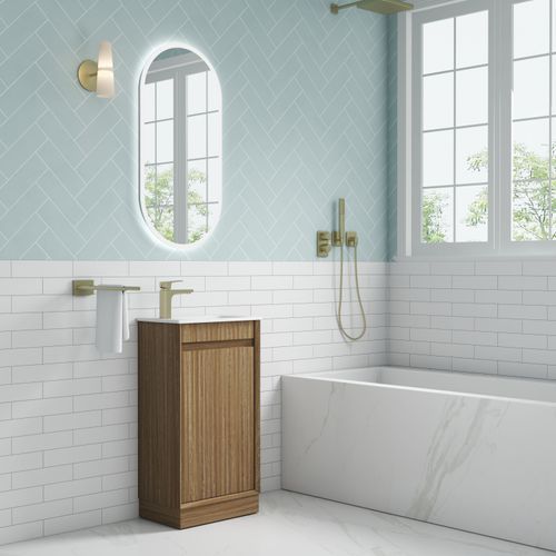 Aulic Mini Ravia Fluted Harvest Oak Cabinet