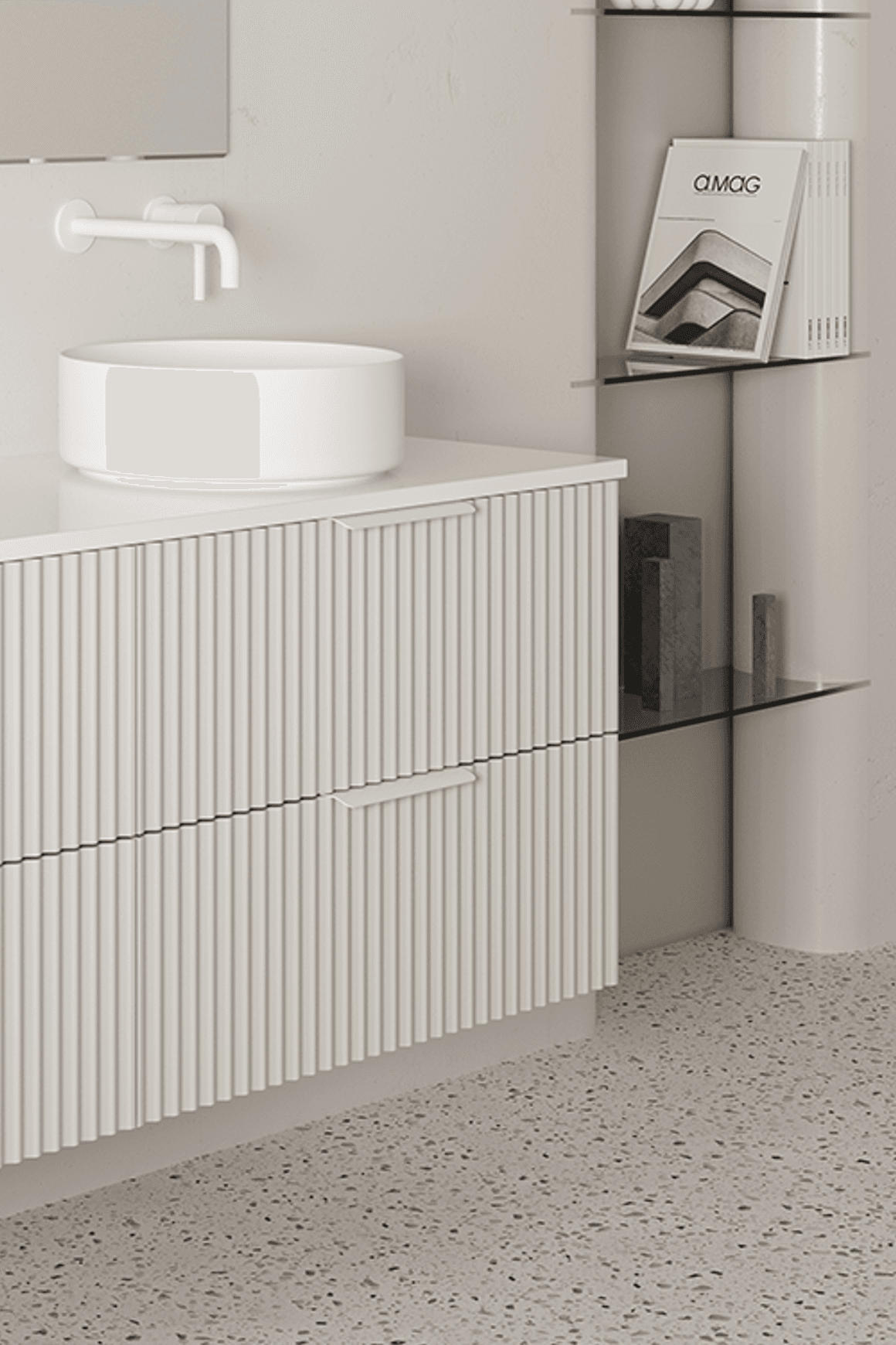 Pettine 1500 Double Bowl 4 Drawer Wall Vanity