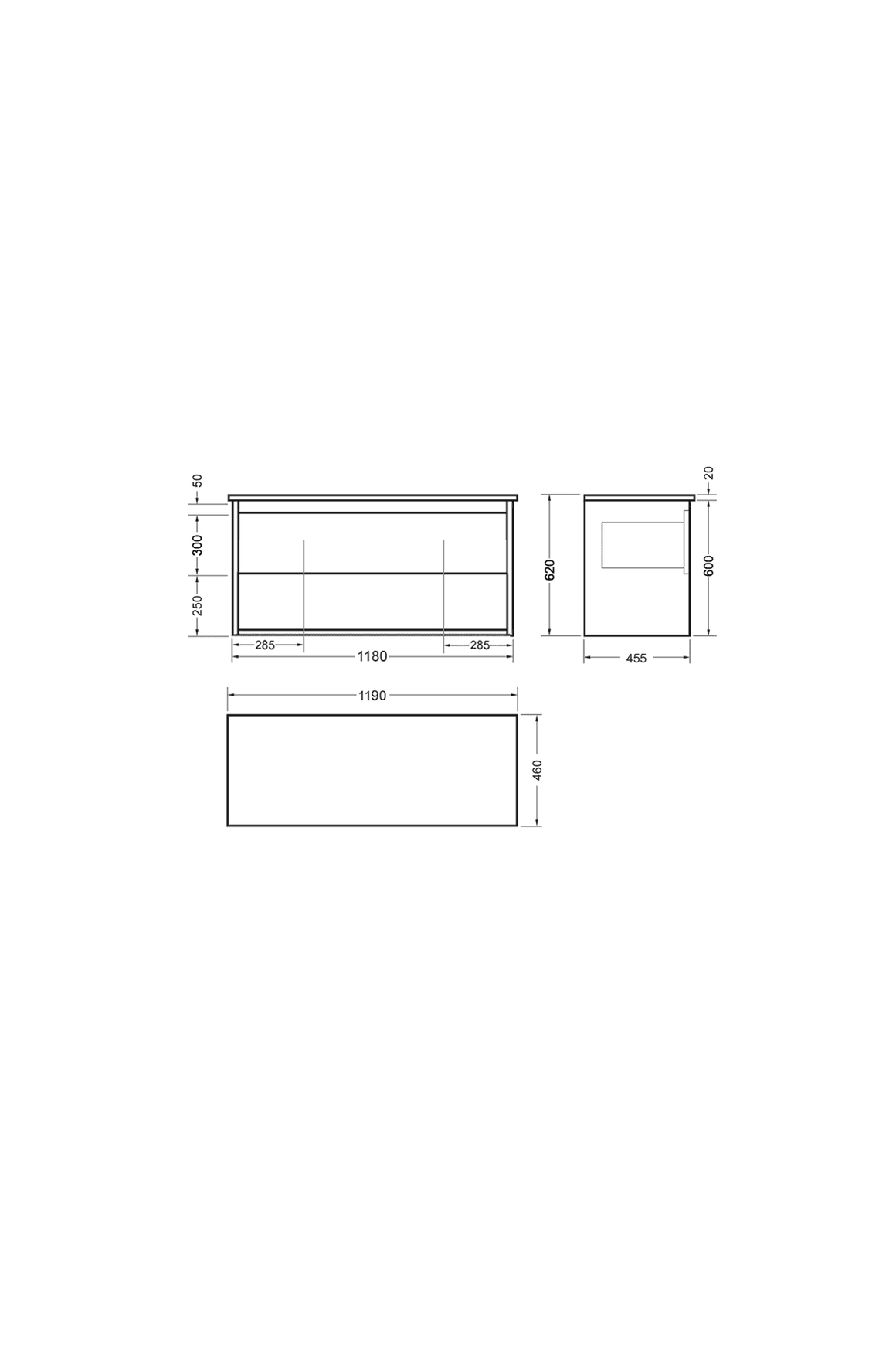 Pettine 1500 Double Bowl 4 Drawer Wall Vanity