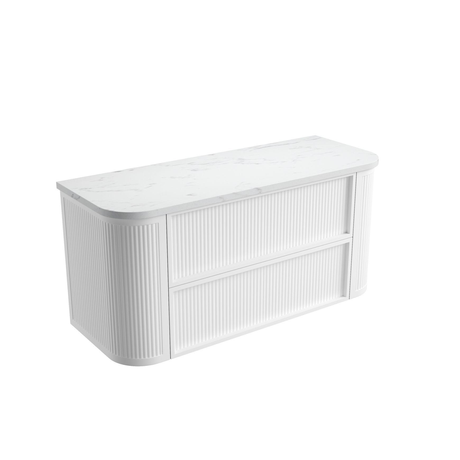 Aulic Ramee Fluted Wall Hung 1200mm Matte White Cabinet