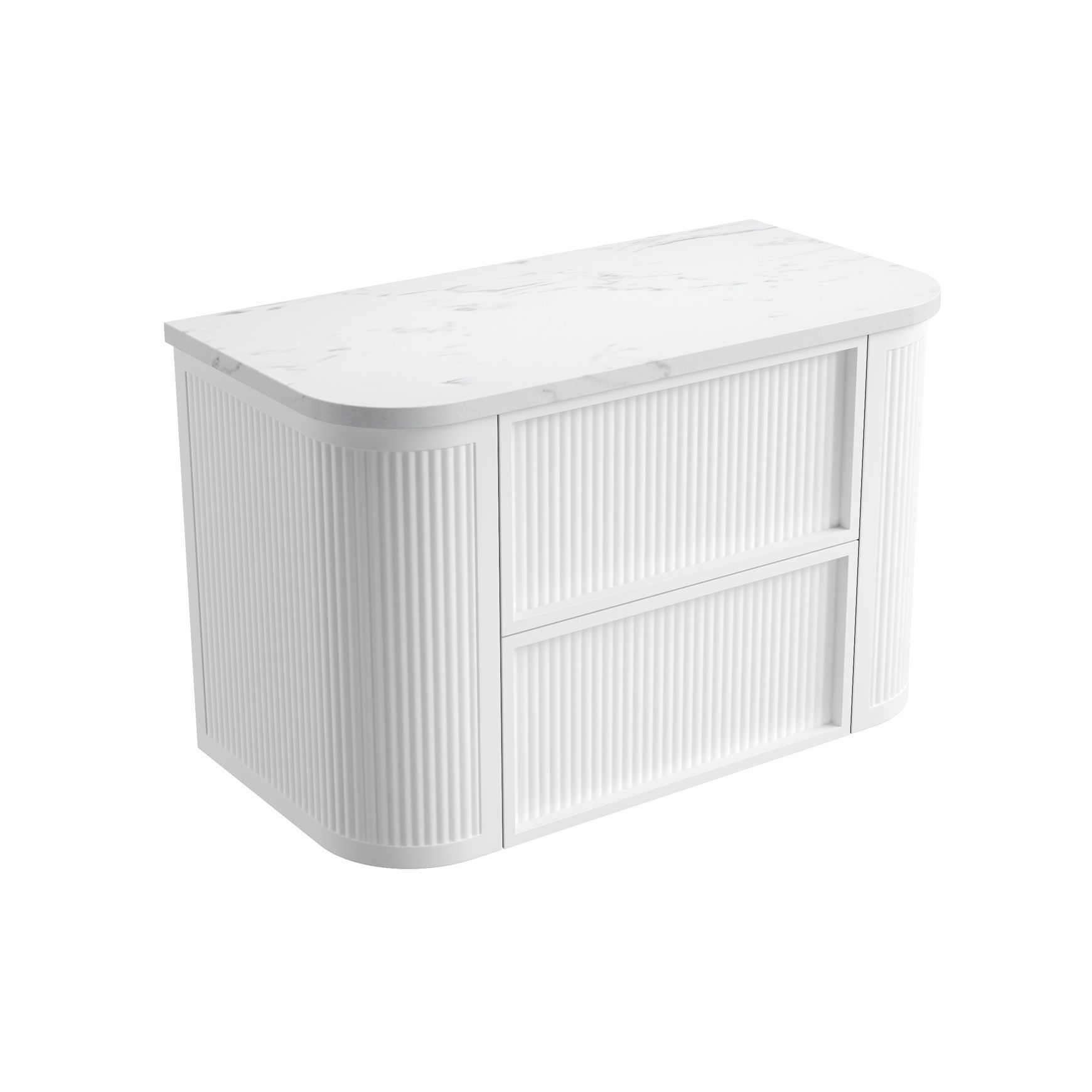 Aulic Ramee Fluted Wall Hung 900mm Matte White Cabinet