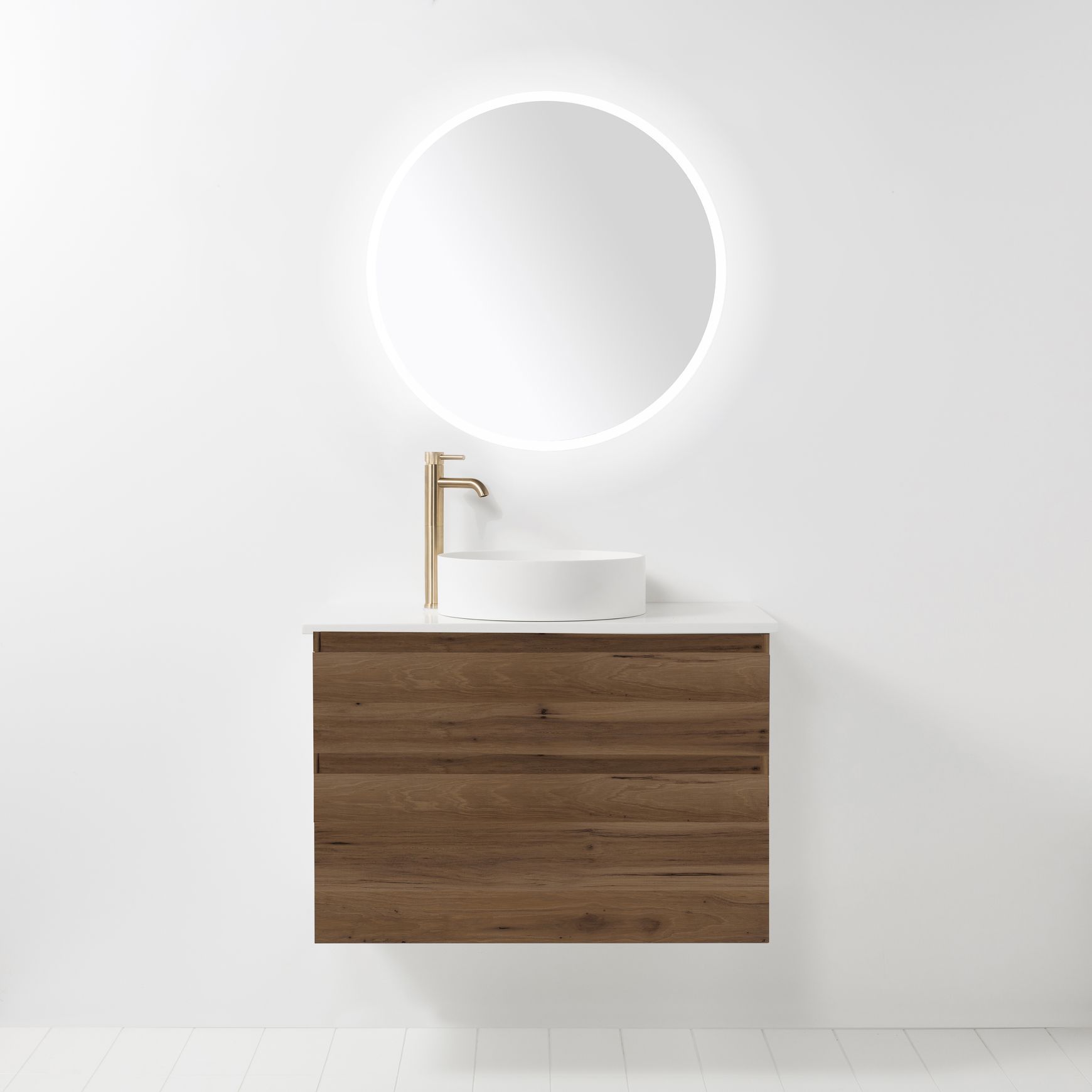 Soft Solid Slim Wall-Hung Vanity, 2 Drawers