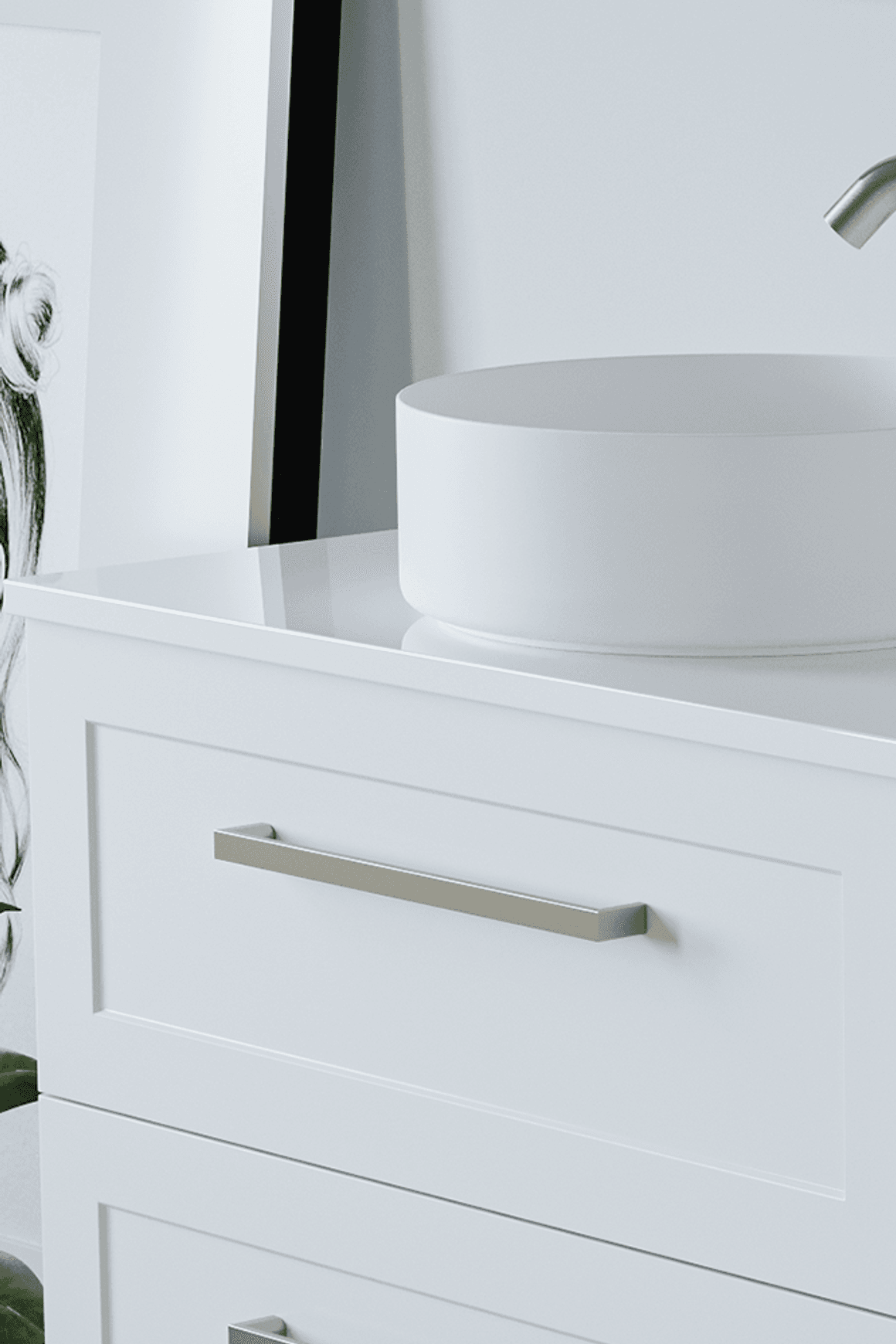 Telaio 1500 Single Left Bowl 4 Drawer Wall Vanity
