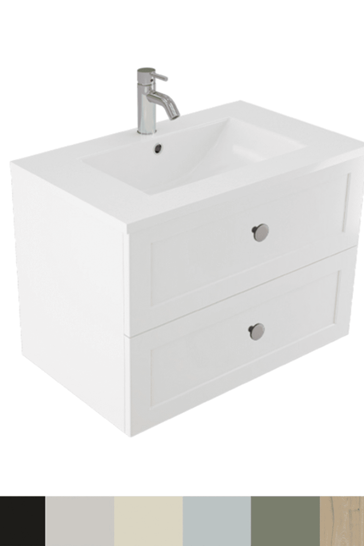 Telaio 750 Single Centre Bowl 2 Drawer Wall Vanity