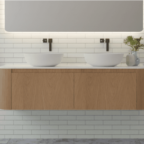 Curved Tondo 1500 2 Drawer Wall Hung Vanity - 5 Colours