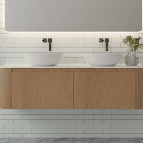 Curved Tondo 1500 2 Drawer Wall Hung Vanity - 5 Colours