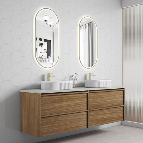 Aulic Venetta Framed Wall Hung 1800 Harvest Oak Cabinet