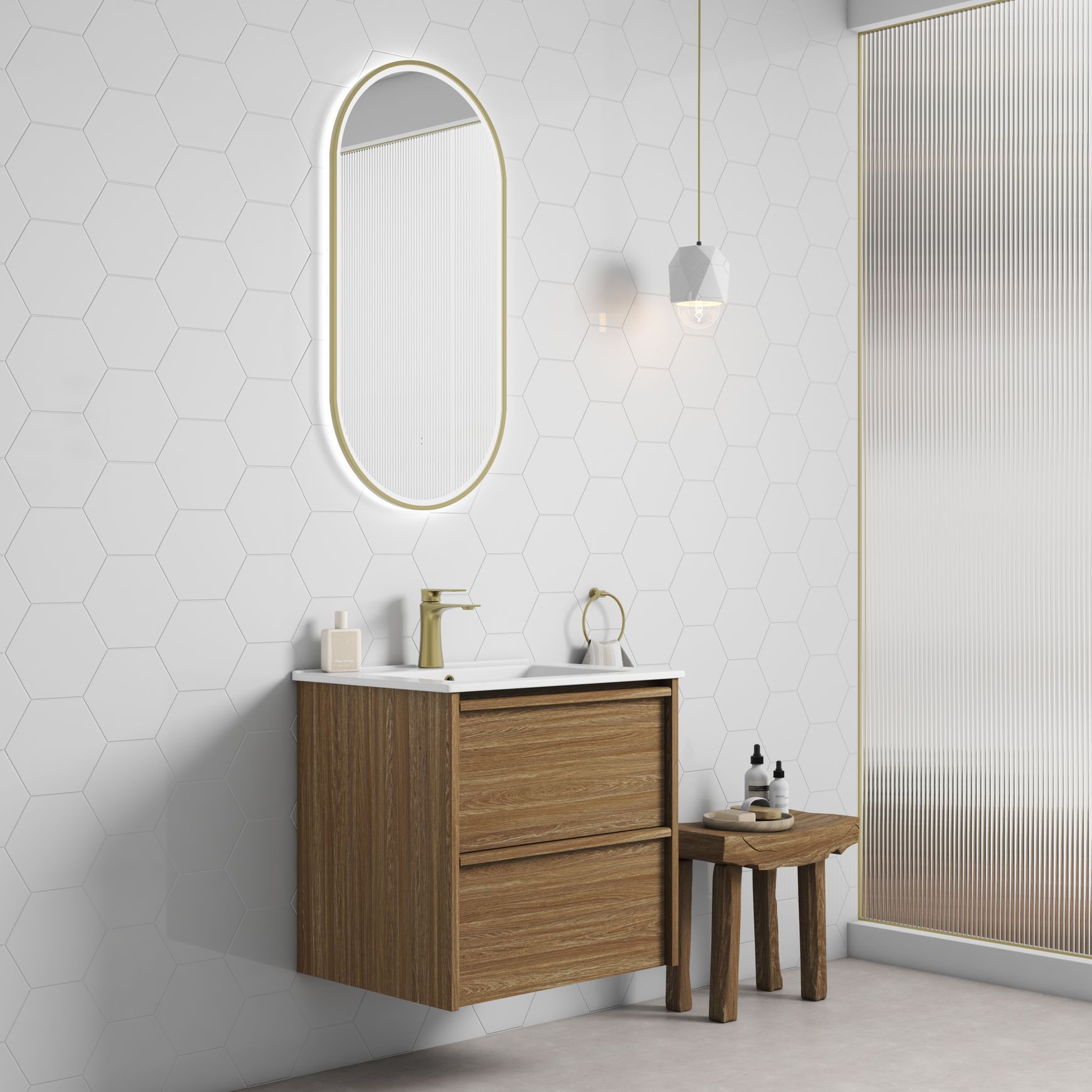 Aulic Venetta Framed Wall Hung 600m Harvest Oak Cabinet