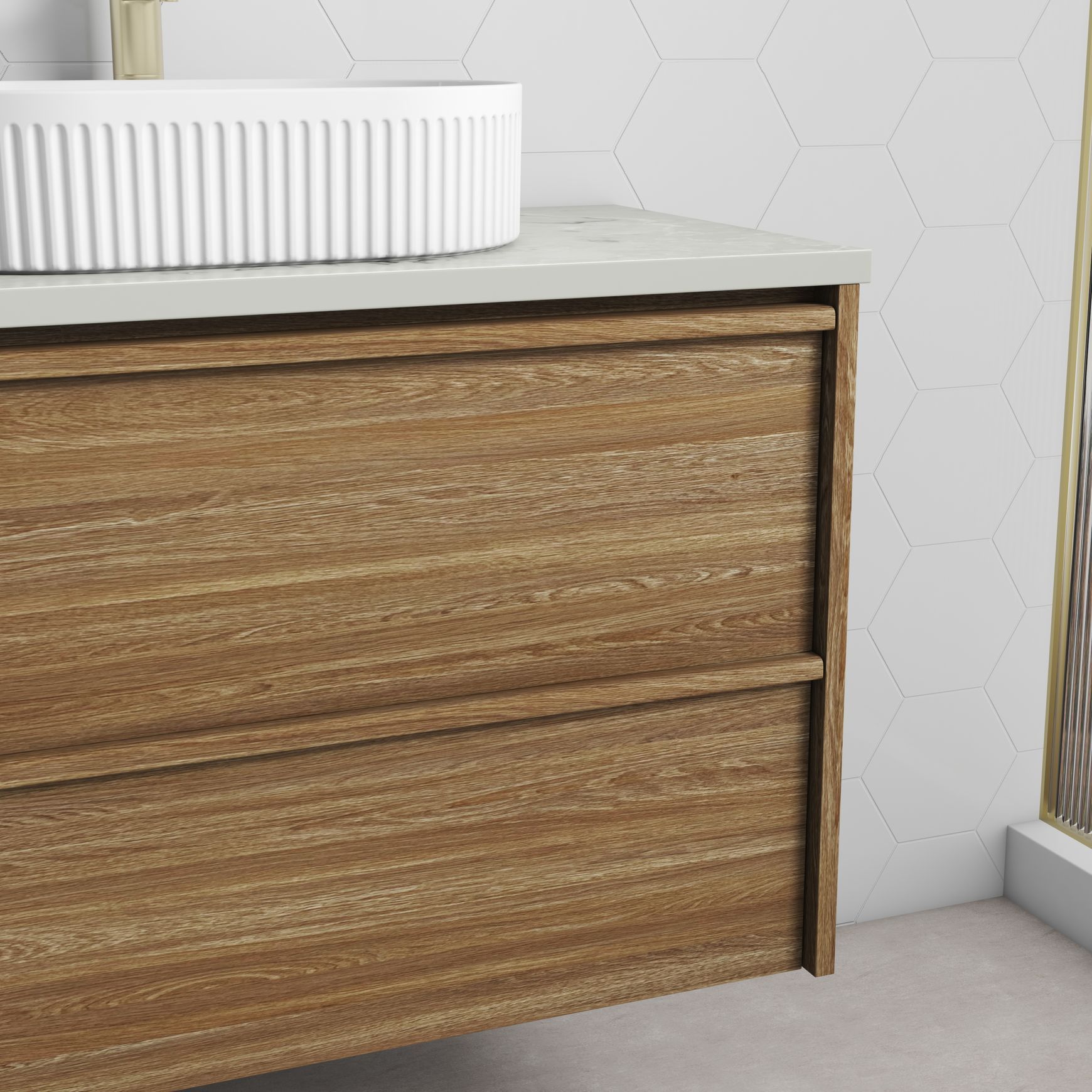 Aulic Venetta Framed Wall Hung 600m Harvest Oak Cabinet