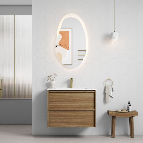 Aulic Venetta Framed Wall Hung 750m Harvest Oak Cabinet