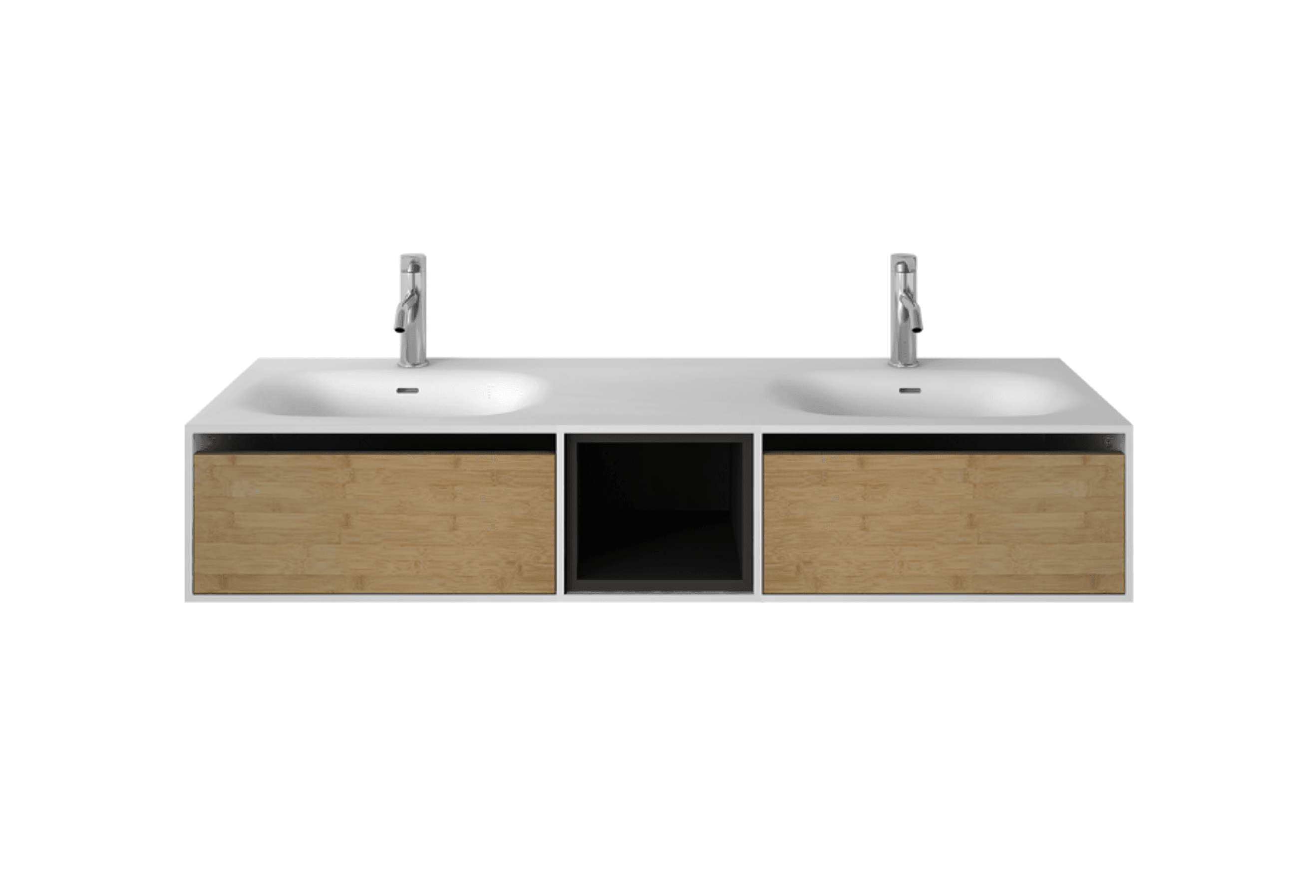Wall Hung Timber Solid Surface 1500mm Vanity G38488-3