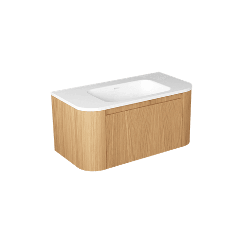Curved Tondo Arco 900 Single Drawer Wall Hung Vanity - 7 Colours