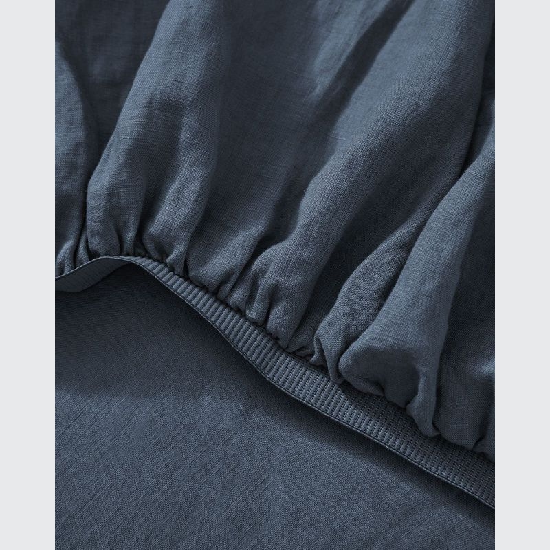 Ravello Linen Fitted Sheet - Denim | Weave Home Bed Linen