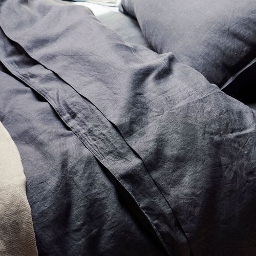 Ravello Linen Flat Sheet - Denim | Weave Home Bed Linen