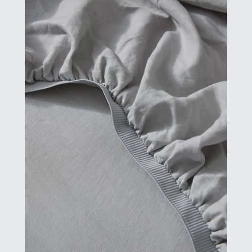 Ravello Linen Fitted Sheet - Silver | Weave Home Bed Linen