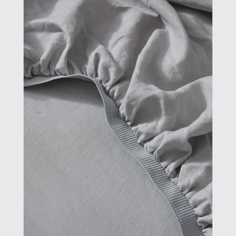 Ravello Linen Fitted Sheet - Silver | Weave Home Bed Linen