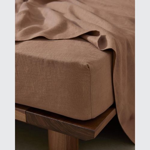 Ravello Linen Fitted Sheet - Biscuit | Weave Home Bed Linen
