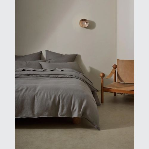 Ravello Linen Flat Sheet - Charcoal | Weave Home Bed Linen