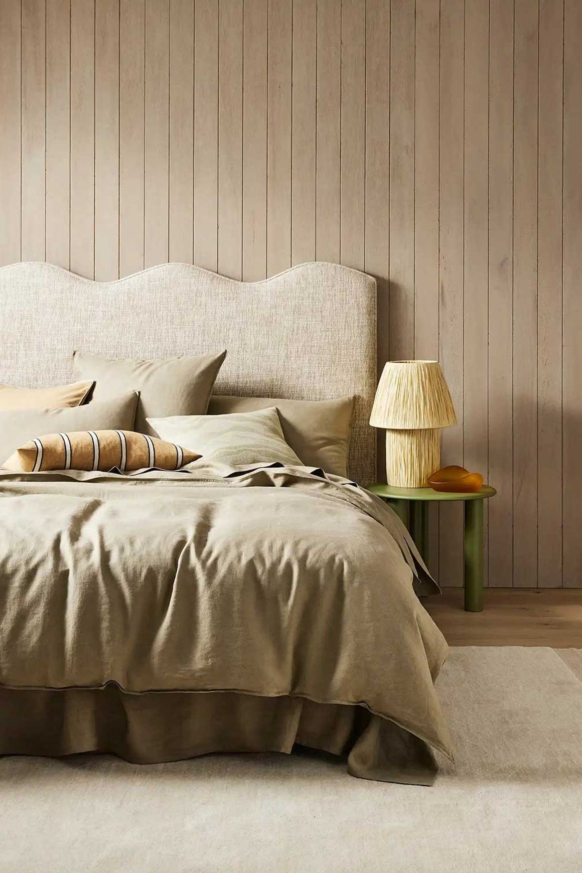 Ravello Linen Fitted Sheet - Caper | Weave Home Bed Linen