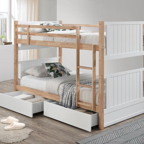Myer King Single Bunk Bed with Storage | Hardwood Frame