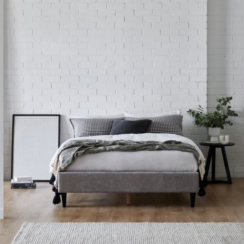 Cannes Queen Upholstered Bed Base | Grey