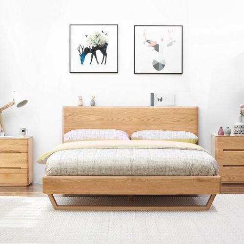 Manchester Natural Solid Oak Queen Size Bed