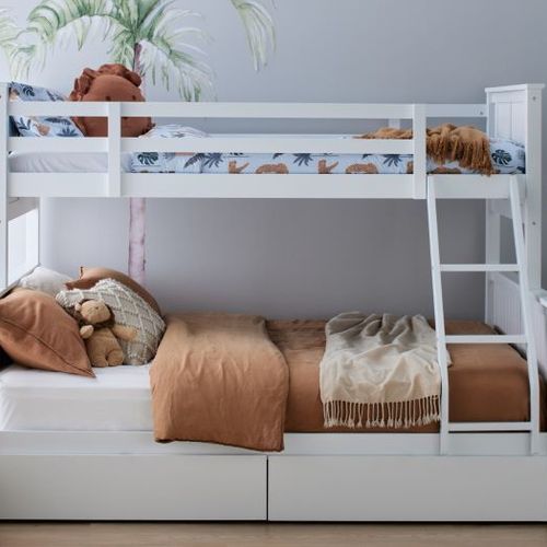 Myer White Triple Bunk Bed with Storage | Hardwood Frame