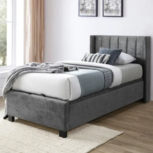 Webster Gas Lift Storage King Single Bed | Grey Fabric
