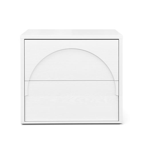 Aurora 2 Drawer Arch Bedside Table | White Oak