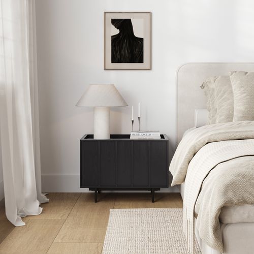 Linea 1 Drawer Bedside Table | Black Oak