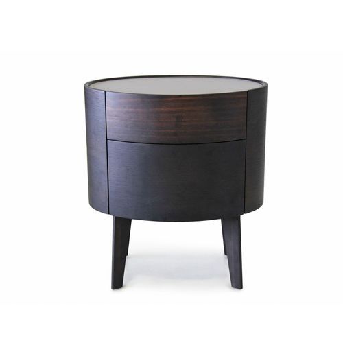 Voluto Dark Oak with Taupe Glass Bedside Table
