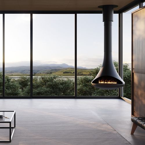 Naked Flame Silo Suspended Fireplace
