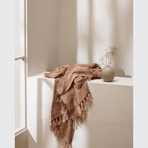 Baya Millhouse Throw - Clay | 100% Linen