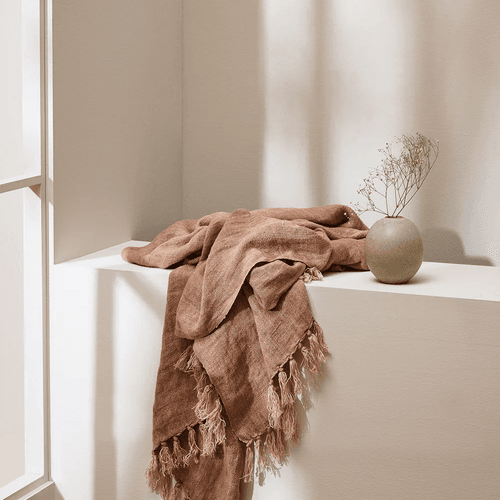 Baya Millhouse Throw - Clay | 100% Linen