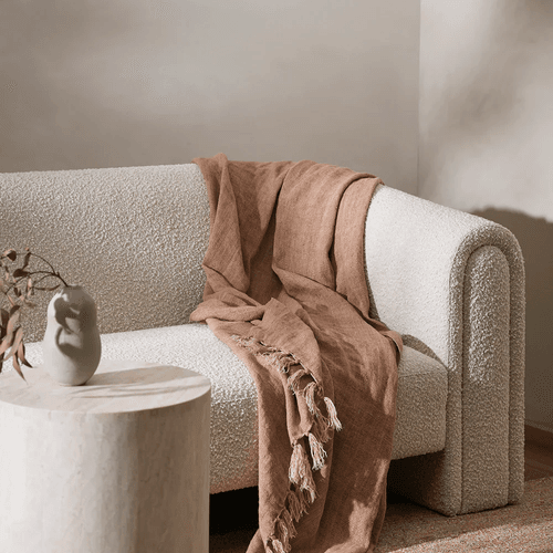 Baya Millhouse Throw - Clay | 100% Linen