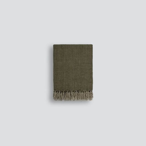 Baya Millhouse Throw - Winter Moss | 100% Linen