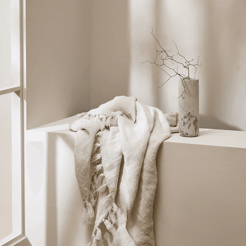 Baya Millhouse Throw - Almond | 100% Linen