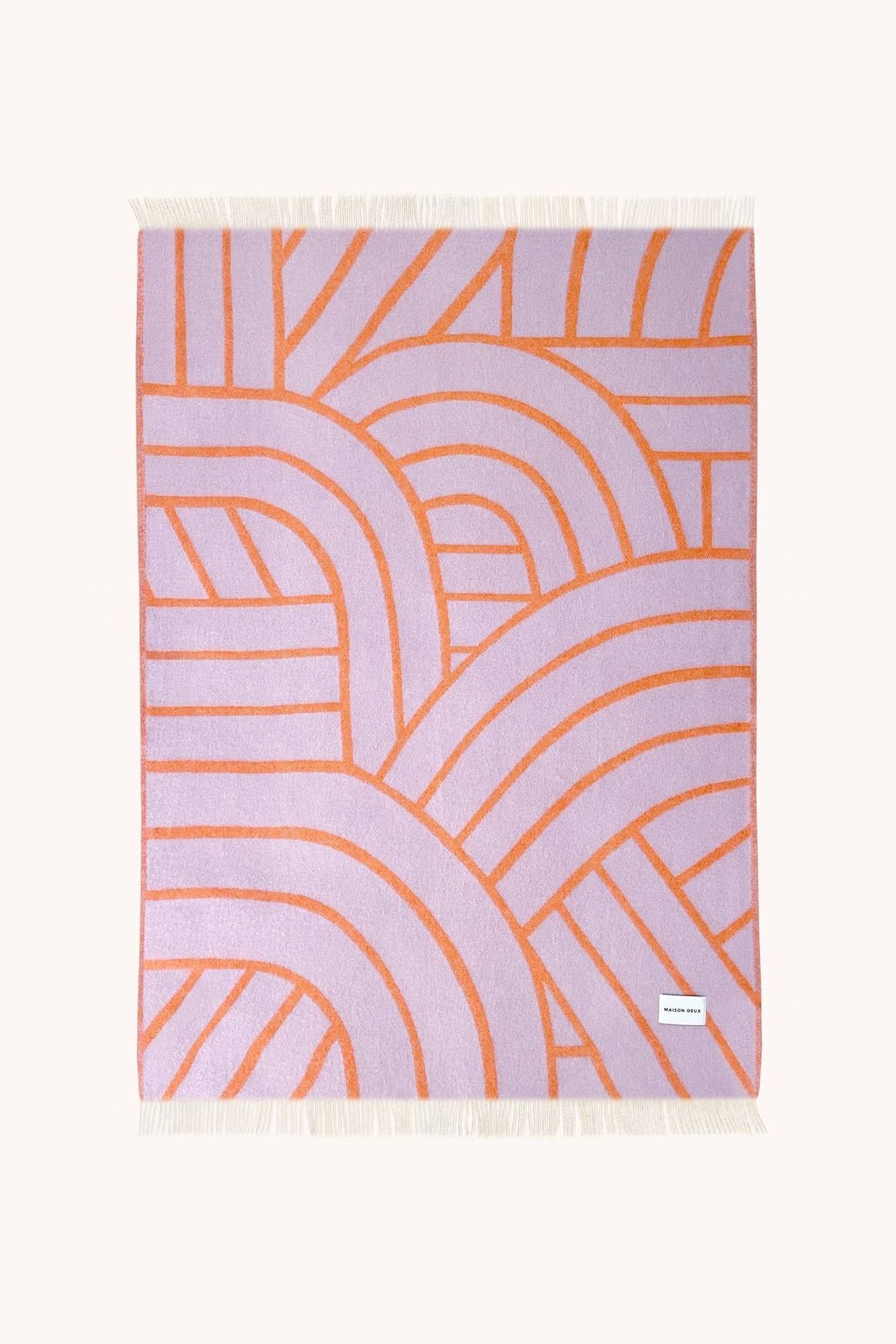 Maison Deux Lines Reversible NZ Wool Throw – Lilac Orange