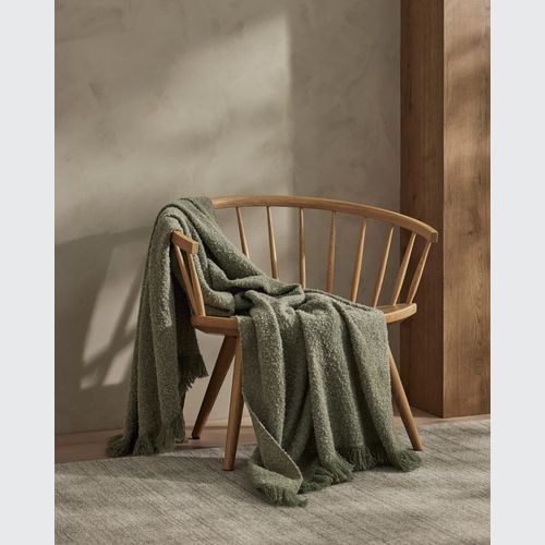 Weave Home Clive Wool Throw Blanket - Spruce | NZ Made | Bouclé